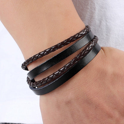 Geometric PU Leather Bracelets With Electroplated Finish, Unisex Design Perfect For Travel
