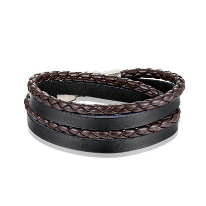 Geometric PU Leather Bracelets With Electroplated Finish, Unisex Design Perfect For Travel