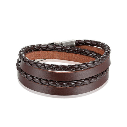 Geometric PU Leather Bracelets With Electroplated Finish, Unisex Design Perfect For Travel