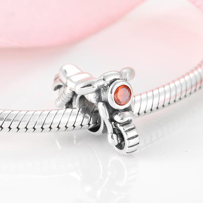 Motorcycle Pendant In 925 Sterling Silver With Electroplated 14K Real Gold Plating And Synthetic Zircon Inlay, 1 Piece