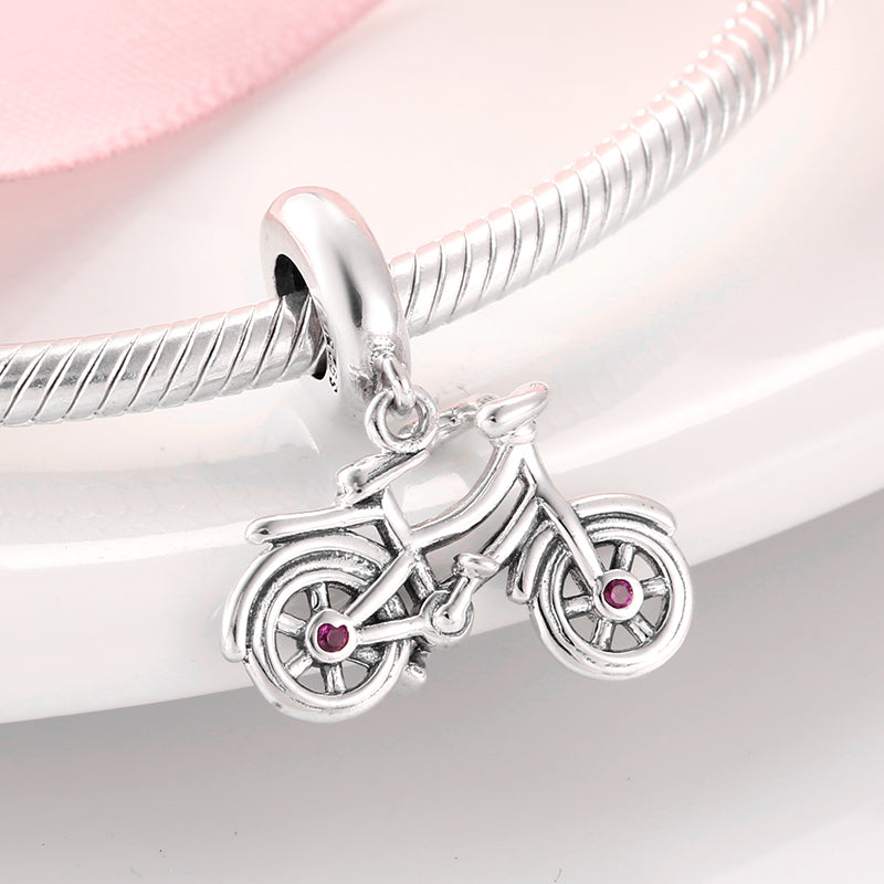 Motorcycle Pendant In 925 Sterling Silver With Electroplated 14K Real Gold Plating And Synthetic Zircon Inlay, 1 Piece