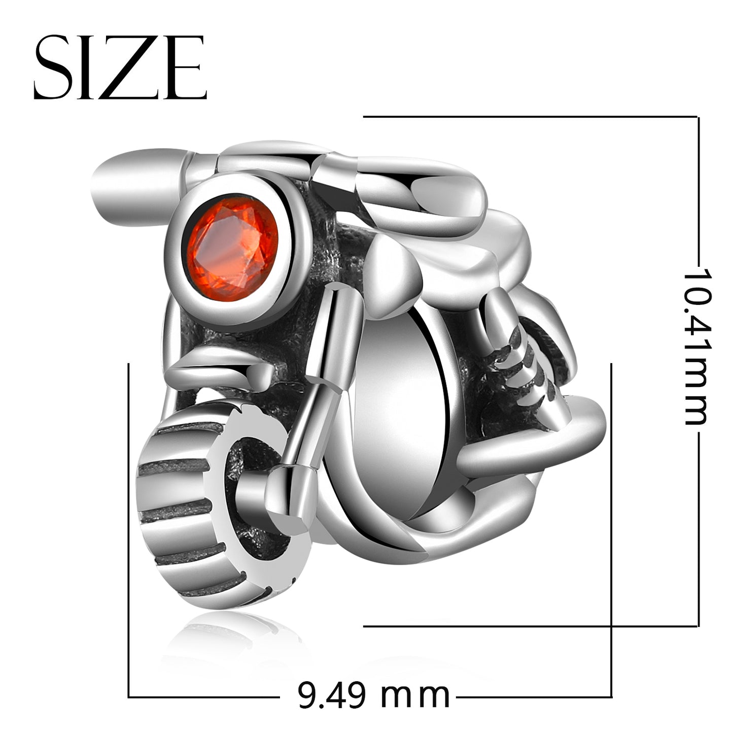 Motorcycle Pendant In 925 Sterling Silver With Electroplated 14K Real Gold Plating And Synthetic Zircon Inlay, 1 Piece