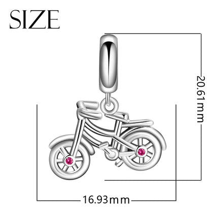 Motorcycle Pendant In 925 Sterling Silver With Electroplated 14K Real Gold Plating And Synthetic Zircon Inlay, 1 Piece
