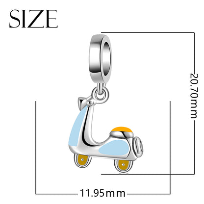 Motorcycle Pendant In 925 Sterling Silver With Electroplated 14K Real Gold Plating And Synthetic Zircon Inlay, 1 Piece