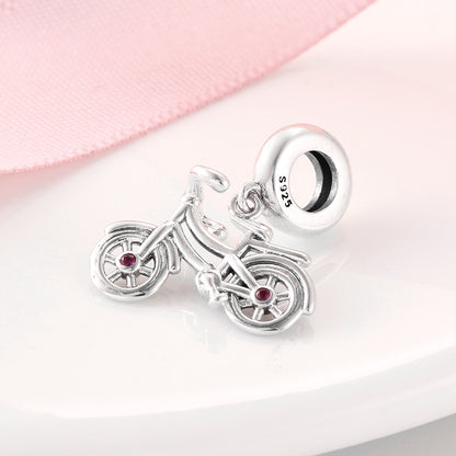 Motorcycle Pendant In 925 Sterling Silver With Electroplated 14K Real Gold Plating And Synthetic Zircon Inlay, 1 Piece