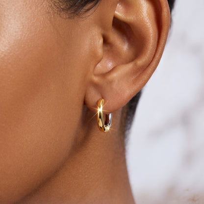 Basic Geometric CNC Titanium Steel Earrings For Women With Electroplated KC Golden Plated Finish