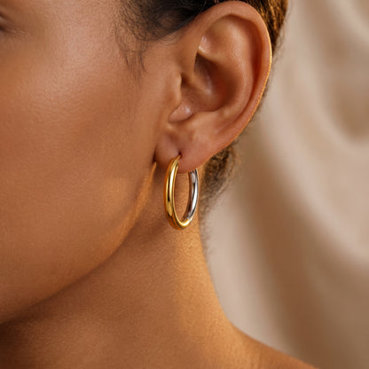 Basic Geometric CNC Titanium Steel Earrings For Women With Electroplated KC Golden Plated Finish