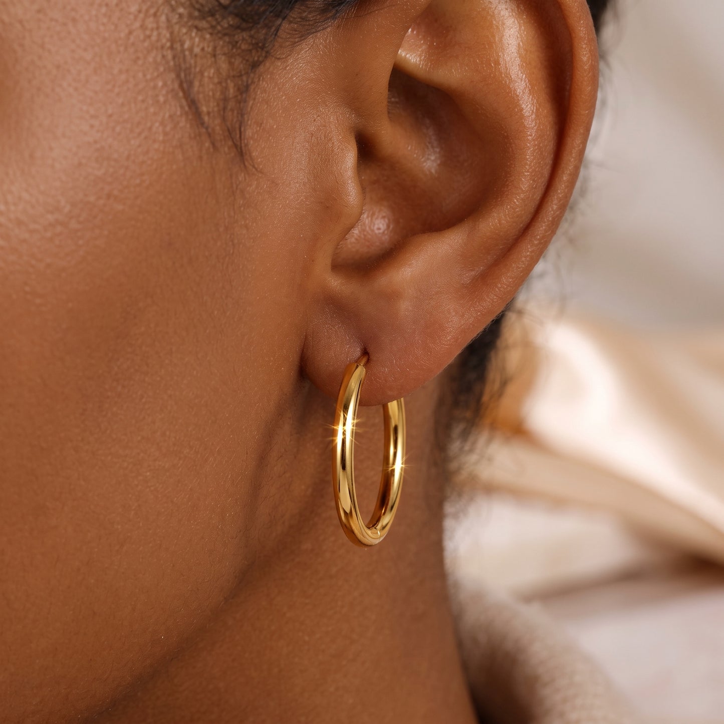 Basic Geometric CNC Titanium Steel Earrings For Women With Electroplated KC Golden Plated Finish