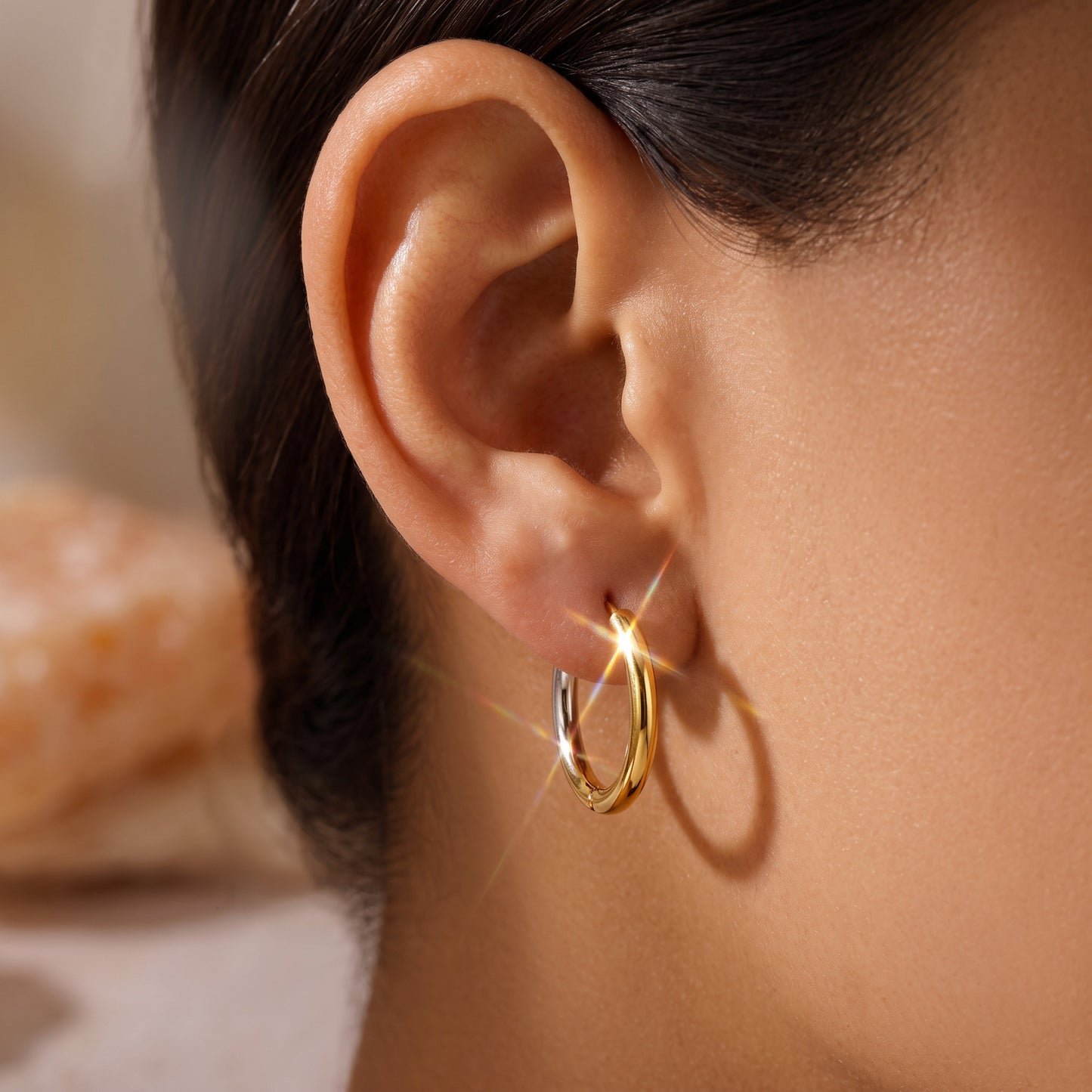 Basic Geometric CNC Titanium Steel Earrings For Women With Electroplated KC Golden Plated Finish