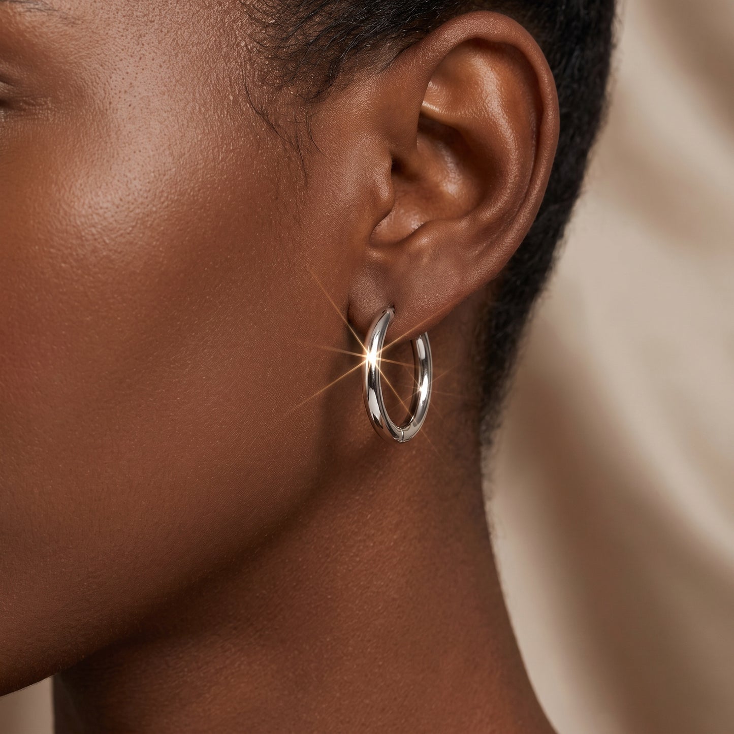 Basic Geometric CNC Titanium Steel Earrings For Women With Electroplated KC Golden Plated Finish