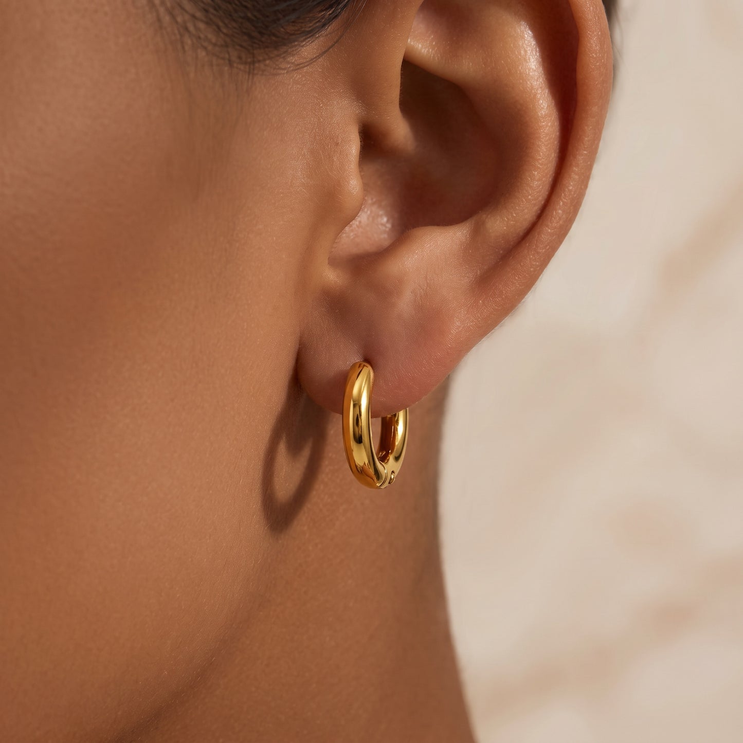 Basic Geometric CNC Titanium Steel Earrings For Women With Electroplated KC Golden Plated Finish