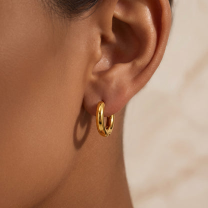 Basic Geometric CNC Titanium Steel Earrings For Women With Electroplated KC Golden Plated Finish