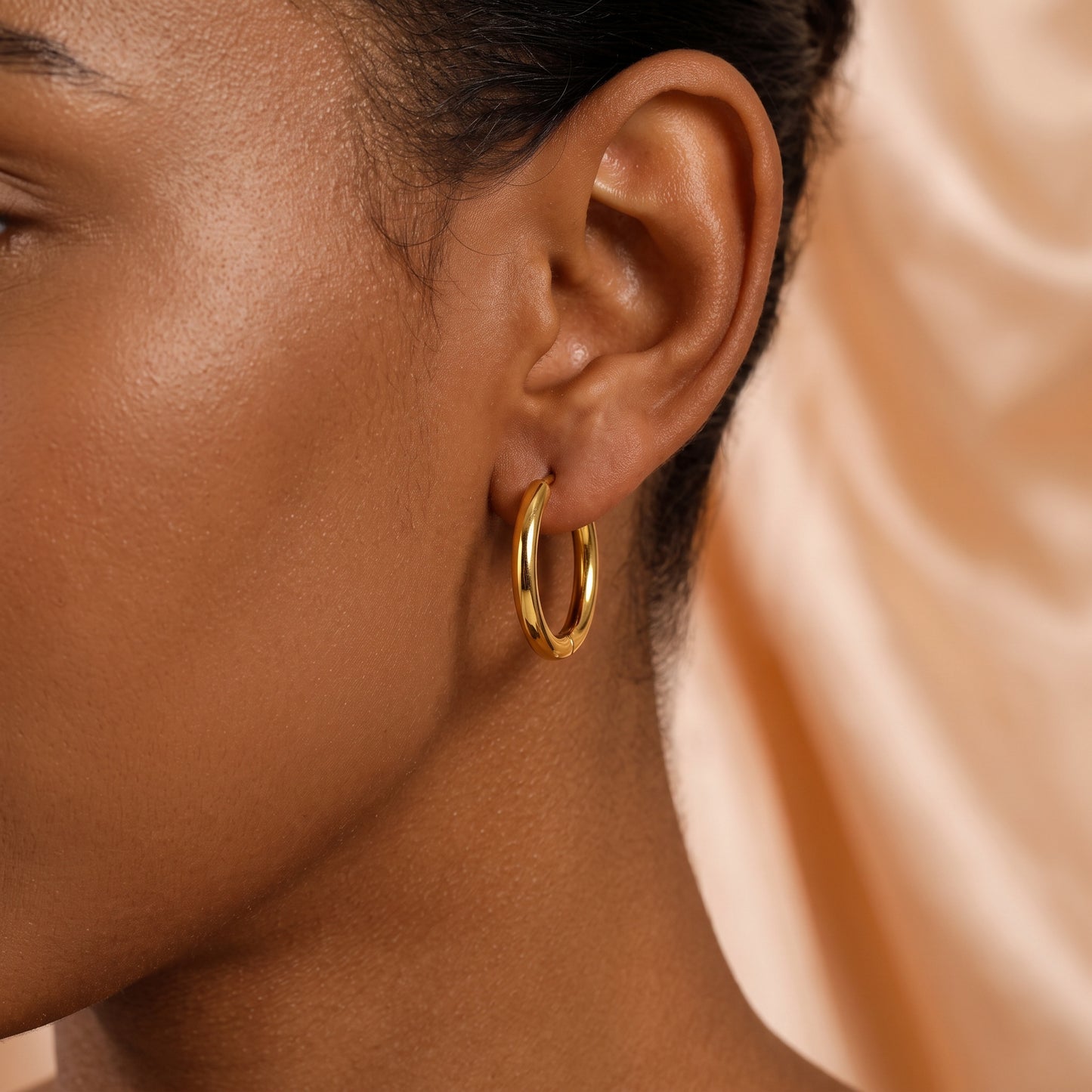 Basic Geometric CNC Titanium Steel Earrings For Women With Electroplated KC Golden Plated Finish