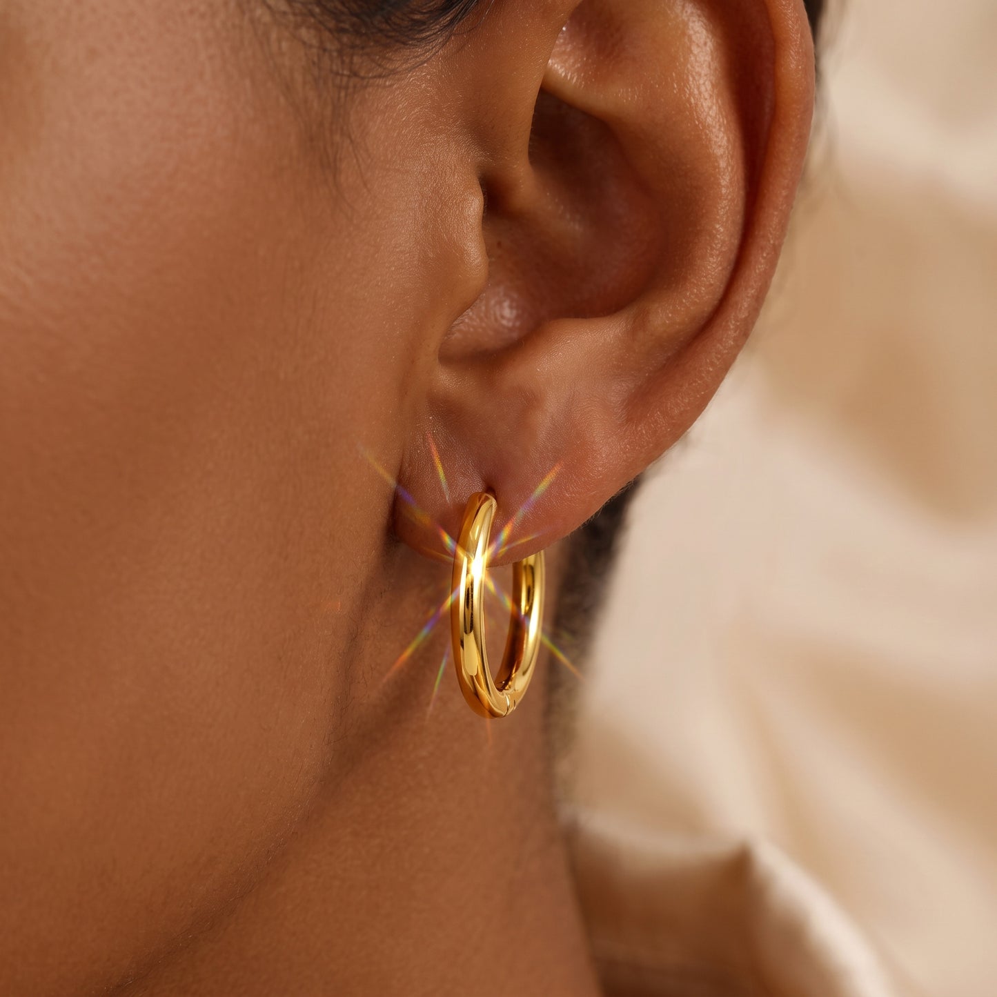 Basic Geometric CNC Titanium Steel Earrings For Women With Electroplated KC Golden Plated Finish