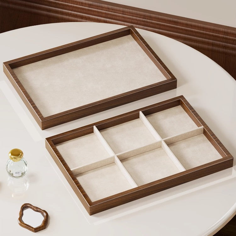 Solid Color Wooden Jewelry Box In Beige For Elegant Storage
