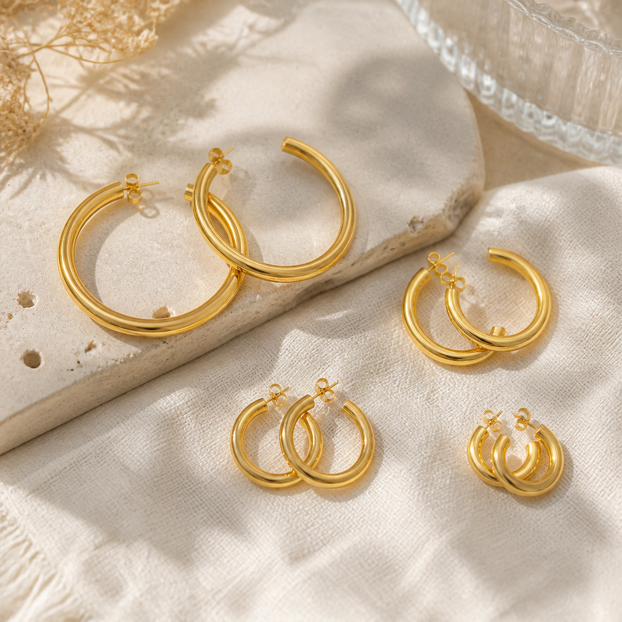 Irregular Novelty Earrings For Unisex, Crafted From 316 Stainless Steel With Surgical Steel And Electroplated 18K Real Gold Plating