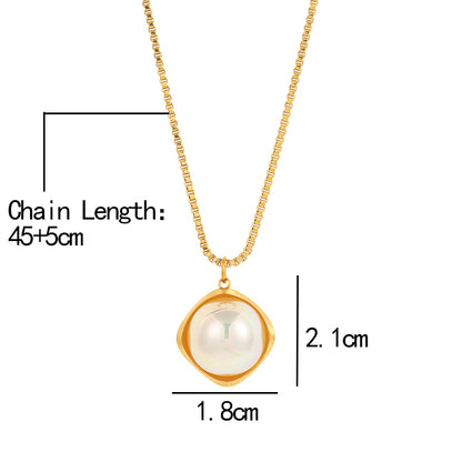 Irregular Waterproof Women's Necklace In 304 Stainless Steel With 18K Gold Plated PVD Coating And Artificial Pearl Slider Chain