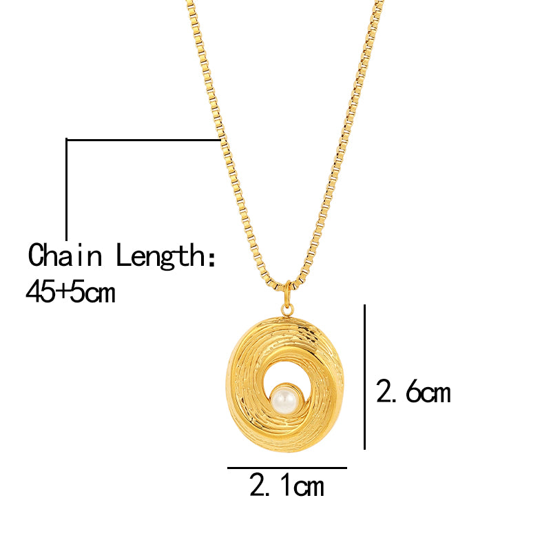Irregular Waterproof Women's Necklace In 304 Stainless Steel With 18K Gold Plated PVD Coating And Artificial Pearl Slider Chain