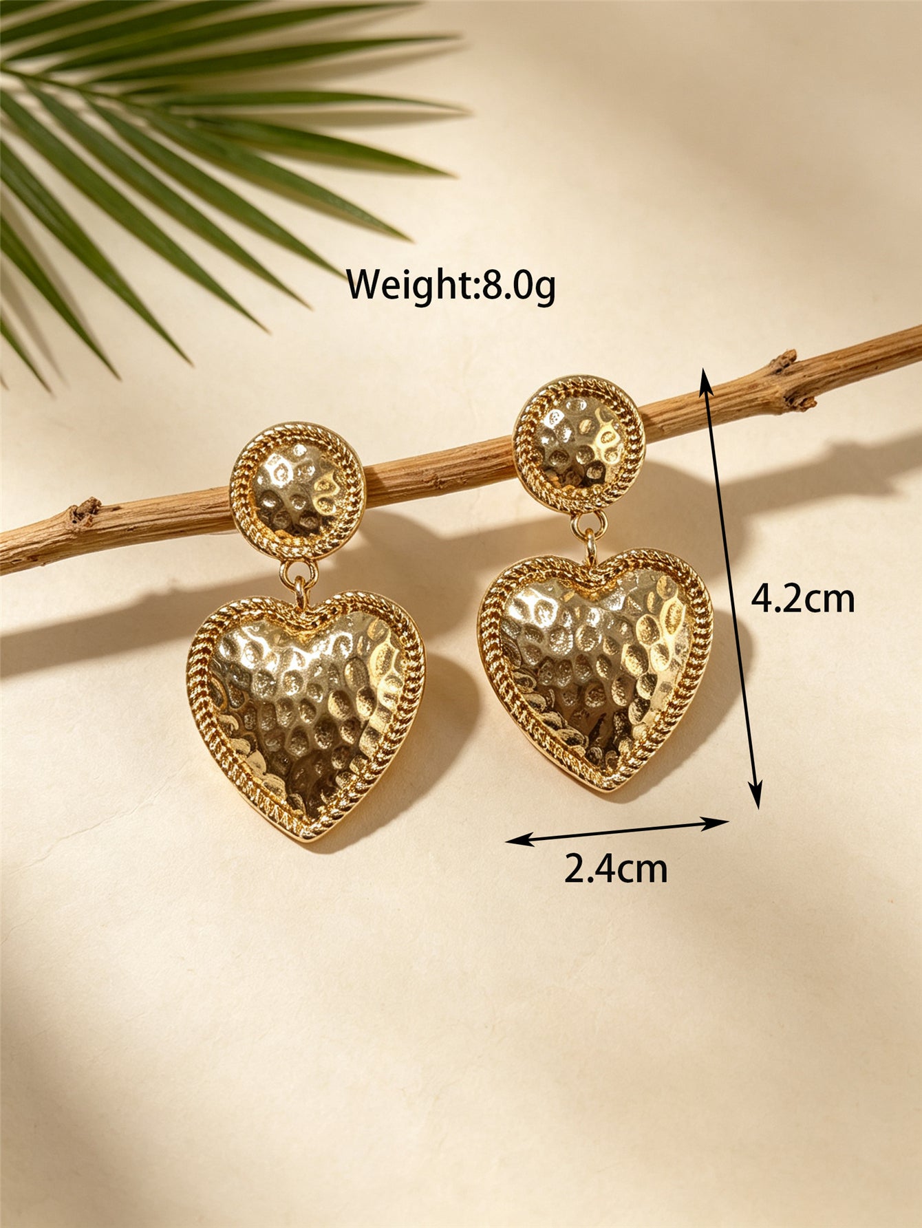 Retro Asymmetrical Heart Shape Earrings For Women In Golden Plated Iron