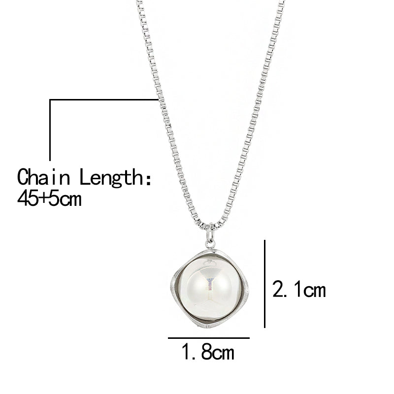 Irregular Waterproof Women's Necklace In 304 Stainless Steel With 18K Gold Plated PVD Coating And Artificial Pearl Slider Chain