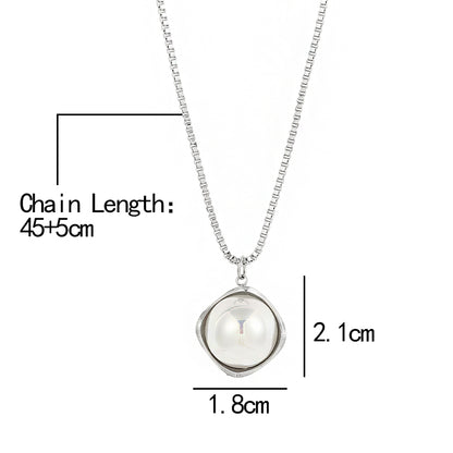 Irregular Waterproof Women's Necklace In 304 Stainless Steel With 18K Gold Plated PVD Coating And Artificial Pearl Slider Chain