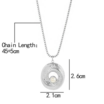 Irregular Waterproof Women's Necklace In 304 Stainless Steel With 18K Gold Plated PVD Coating And Artificial Pearl Slider Chain
