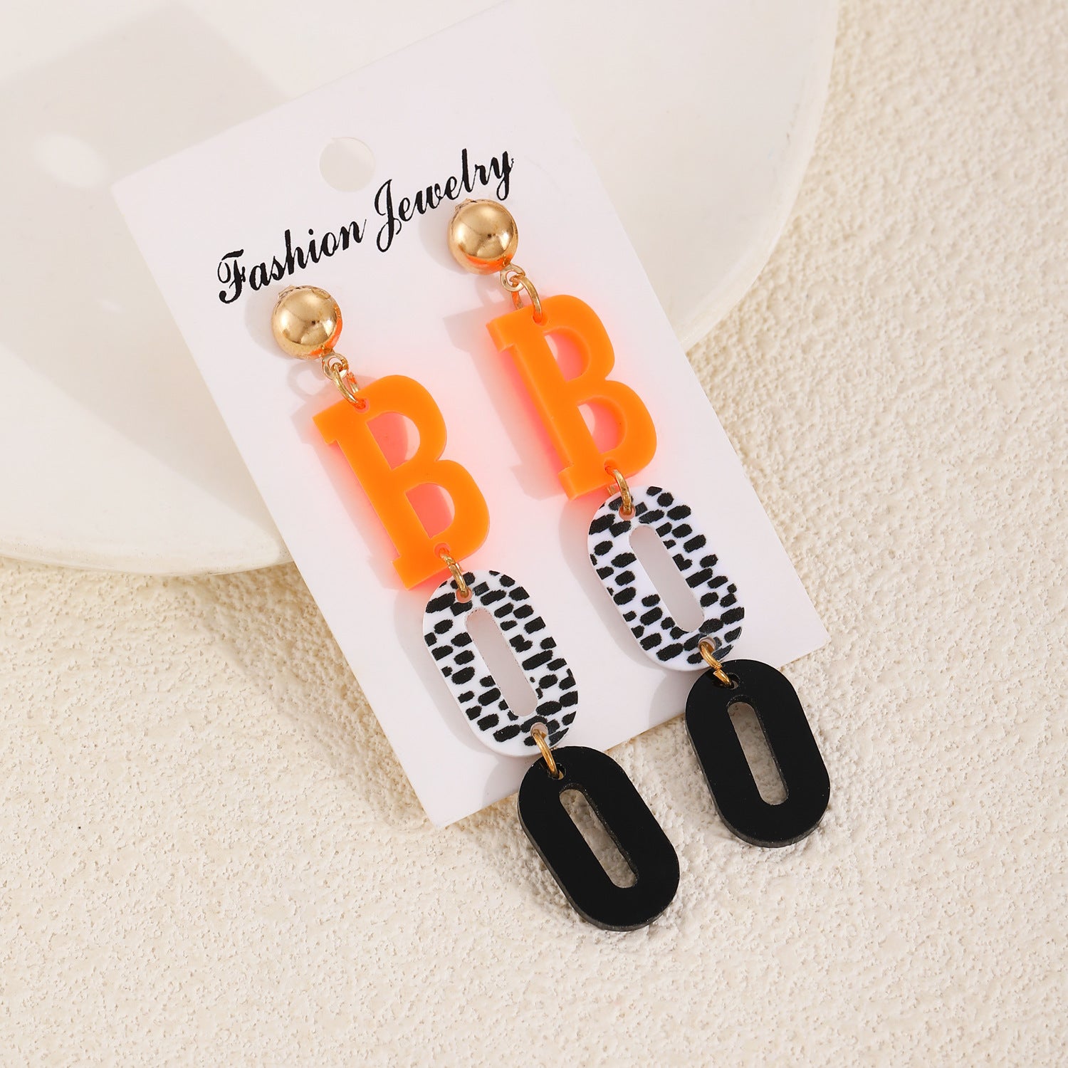 Acrylic Tassel Letter Earrings For Women With Electroplated Finish And 304 Stainless Steel Studs