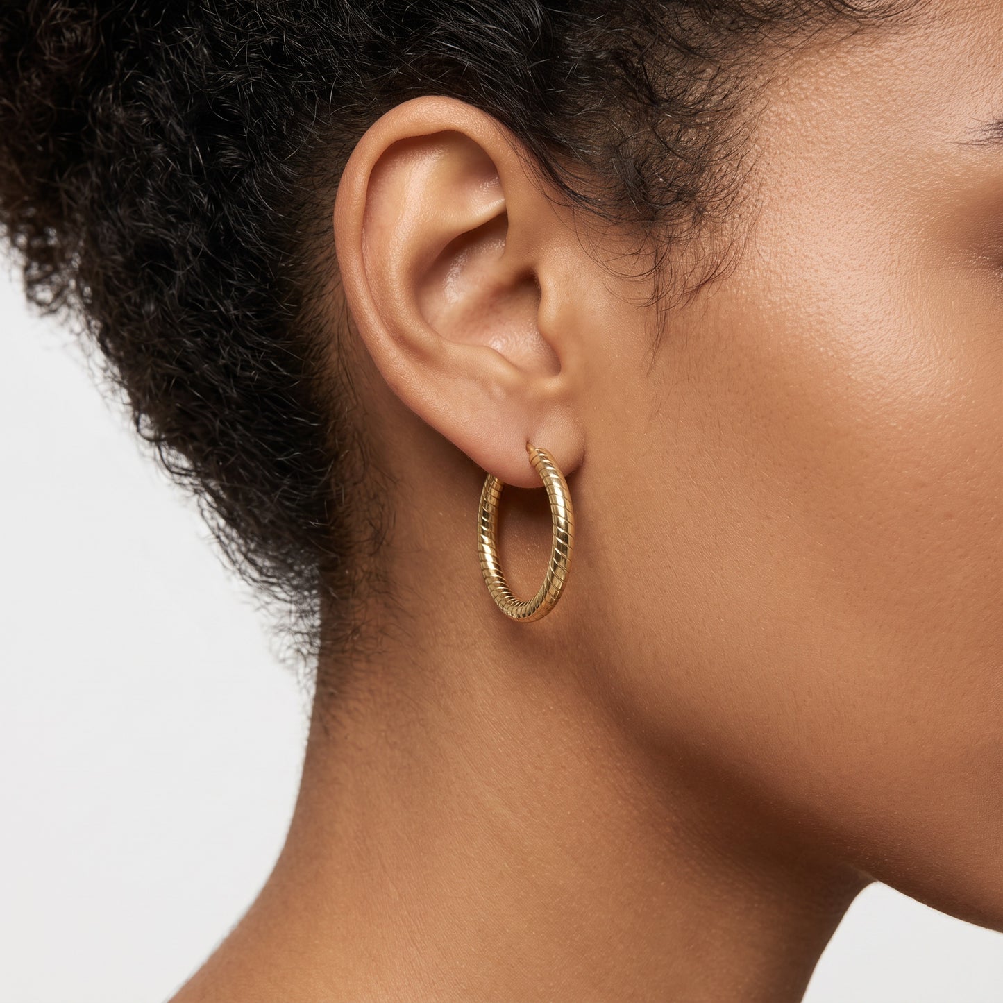 Basic Geometric CNC Titanium Steel Earrings For Women With KC Golden Electroplated Finish