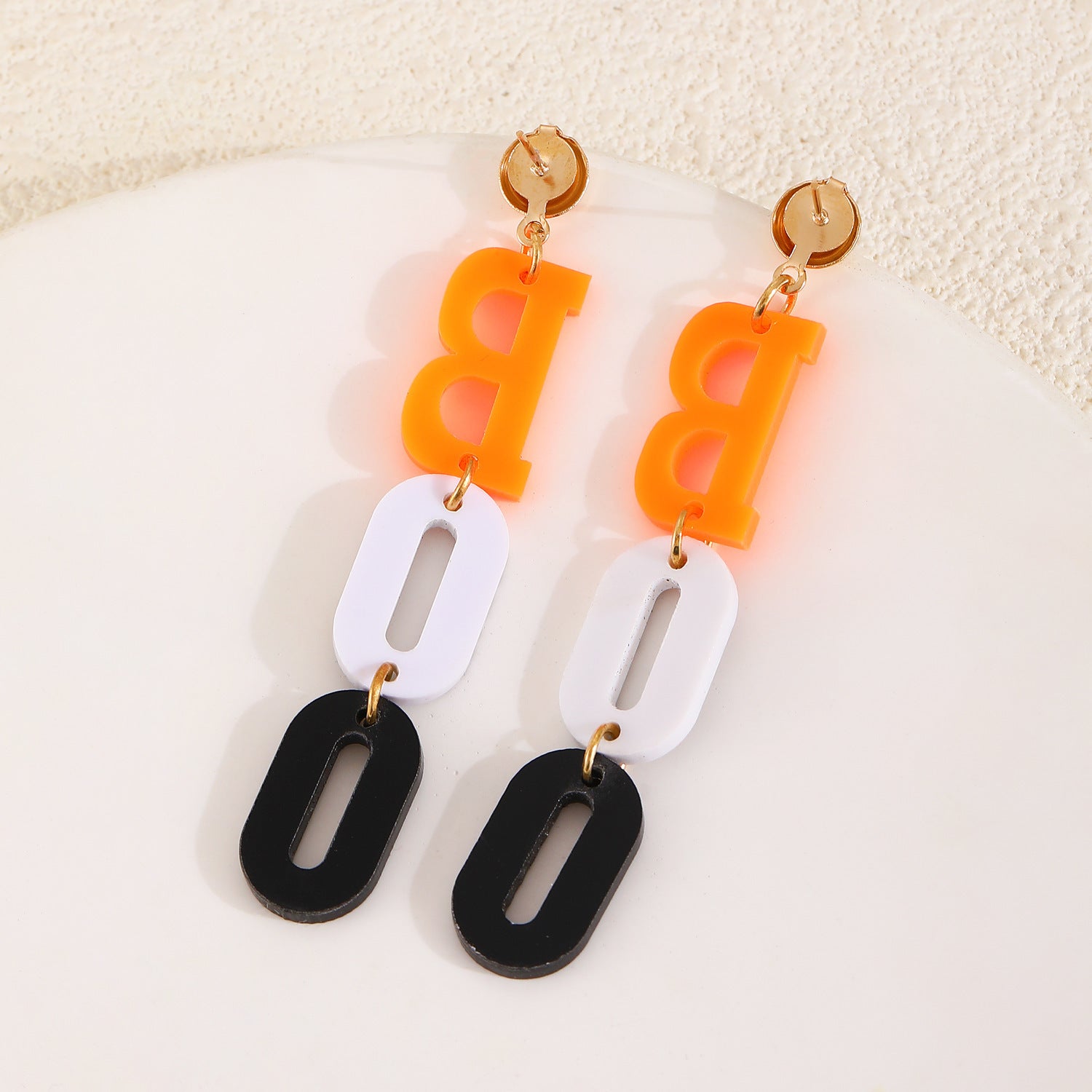 Acrylic Tassel Letter Earrings For Women With Electroplated Finish And 304 Stainless Steel Studs