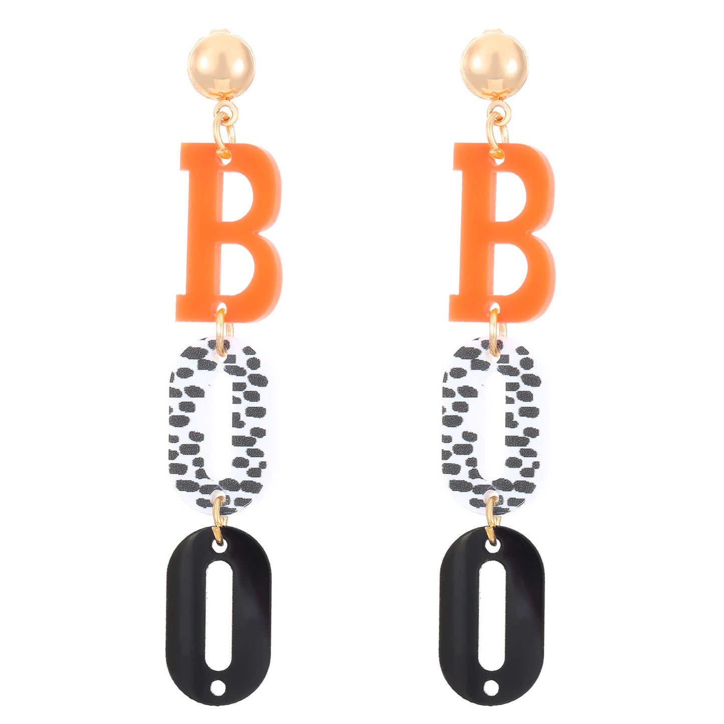 Acrylic Tassel Letter Earrings For Women With Electroplated Finish And 304 Stainless Steel Studs