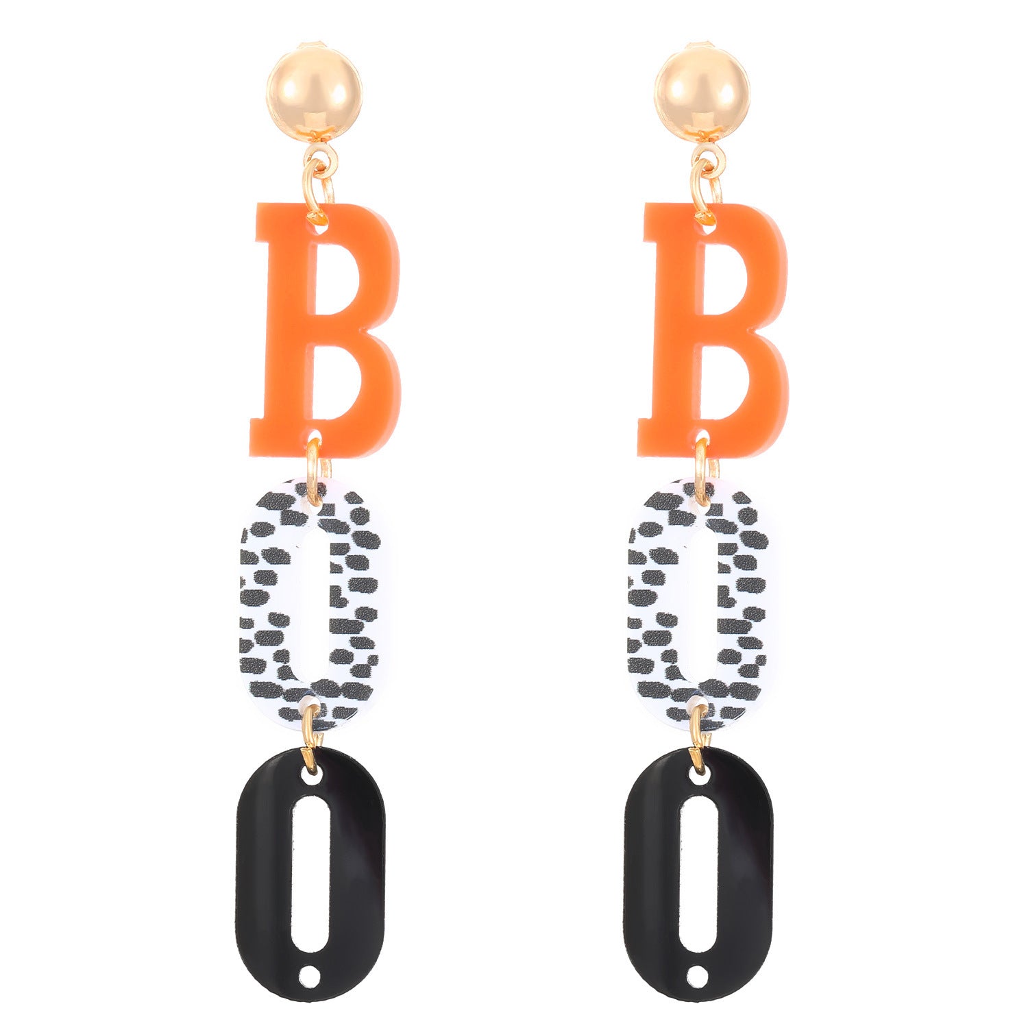 Acrylic Tassel Letter Earrings For Women With Electroplated Finish And 304 Stainless Steel Studs
