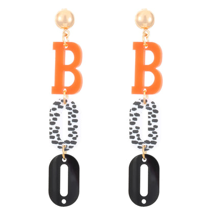 Acrylic Tassel Letter Earrings For Women With Electroplated Finish And 304 Stainless Steel Studs