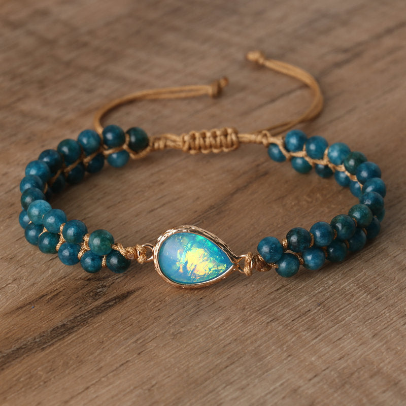 Water Droplets Braid Bracelets Featuring Crystal Pendants In Vintage Style For Unisex Wear