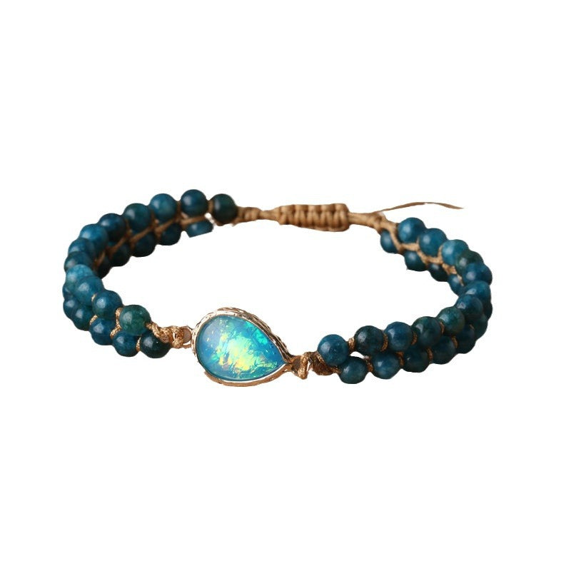 Water Droplets Braid Bracelets Featuring Crystal Pendants In Vintage Style For Unisex Wear