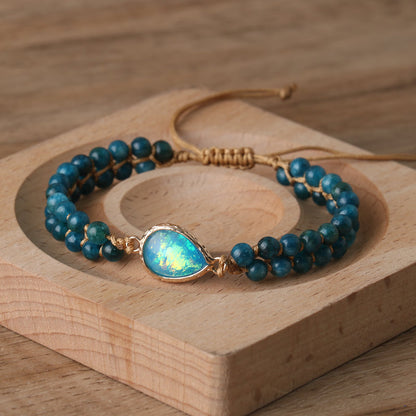 Water Droplets Braid Bracelets Featuring Crystal Pendants In Vintage Style For Unisex Wear