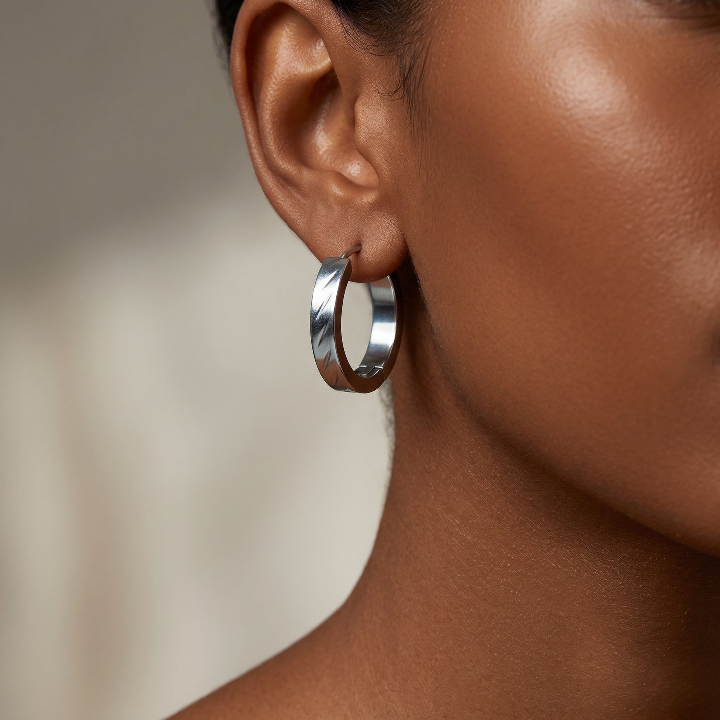 Basic Geometric CNC Titanium Steel Earrings For Women With KC Golden Electroplated Finish