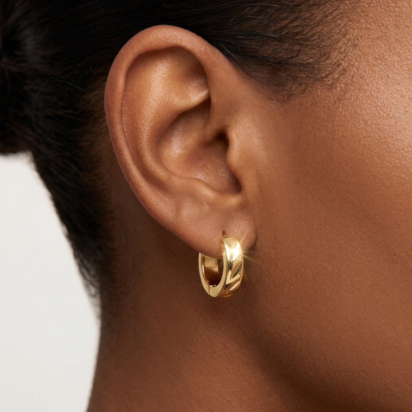 Basic Geometric CNC Titanium Steel Earrings For Women With KC Golden Electroplated Finish