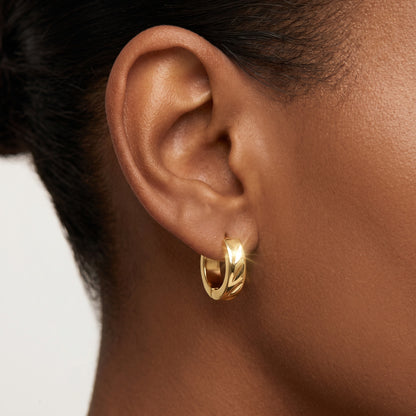 Basic Geometric CNC Titanium Steel Earrings For Women With KC Golden Electroplated Finish