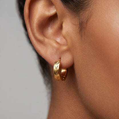 Basic Geometric CNC Titanium Steel Earrings For Women With KC Golden Electroplated Finish