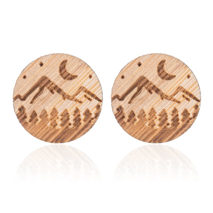 Life Tree Handmade Retro Wood Stud Earrings With 304 Stainless Steel Posts For Women