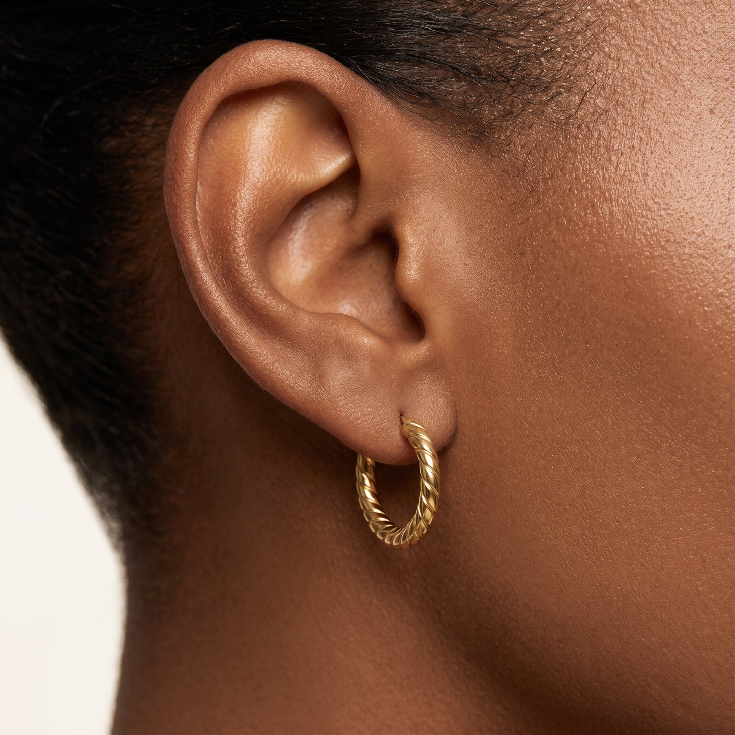 Basic Geometric CNC Titanium Steel Earrings For Women With KC Golden Electroplated Finish