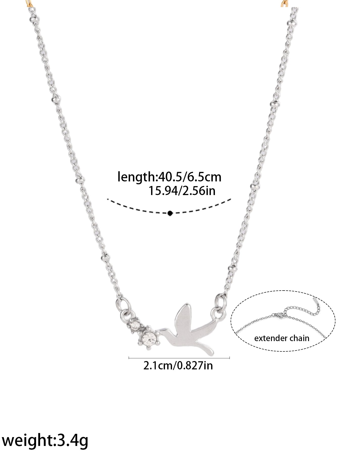 Polished Bird Jewelry Set For Adults With Electroplated Gold Plating, Mixed Materials, Rhinestone Inlay, And Beaded Chain