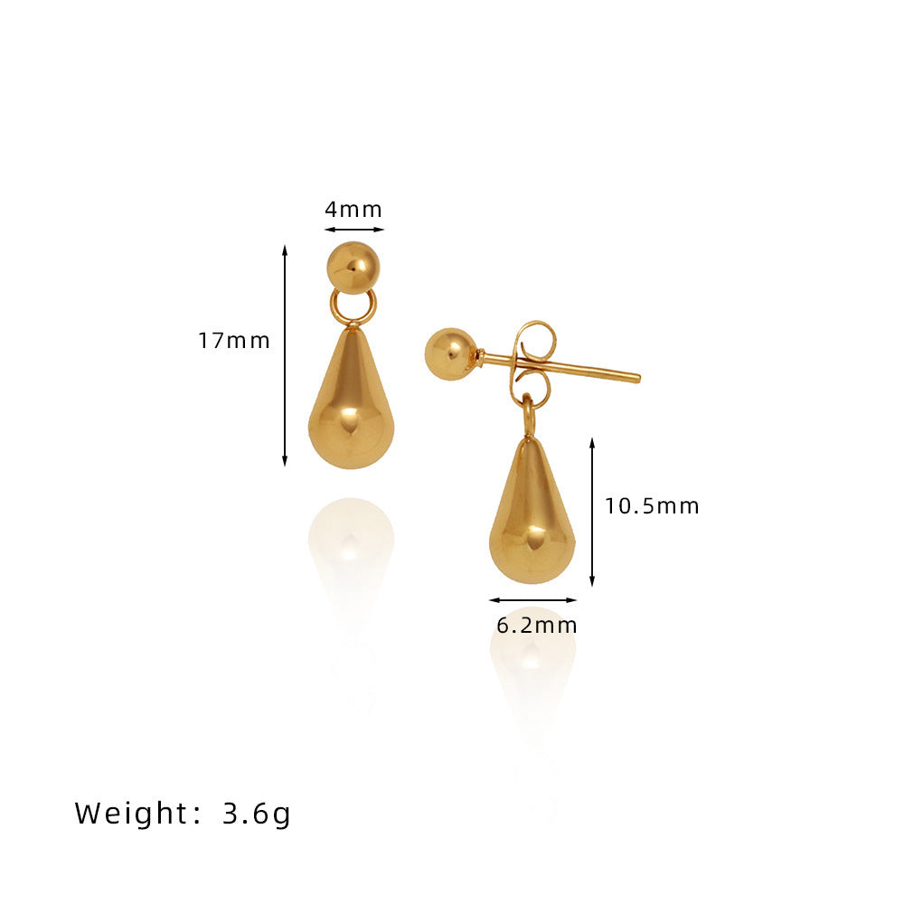Water Droplets Earrings For Women In IG Style, Waterproof Non Tarnish 304 Stainless Steel With 18K Real Gold PVD Coating