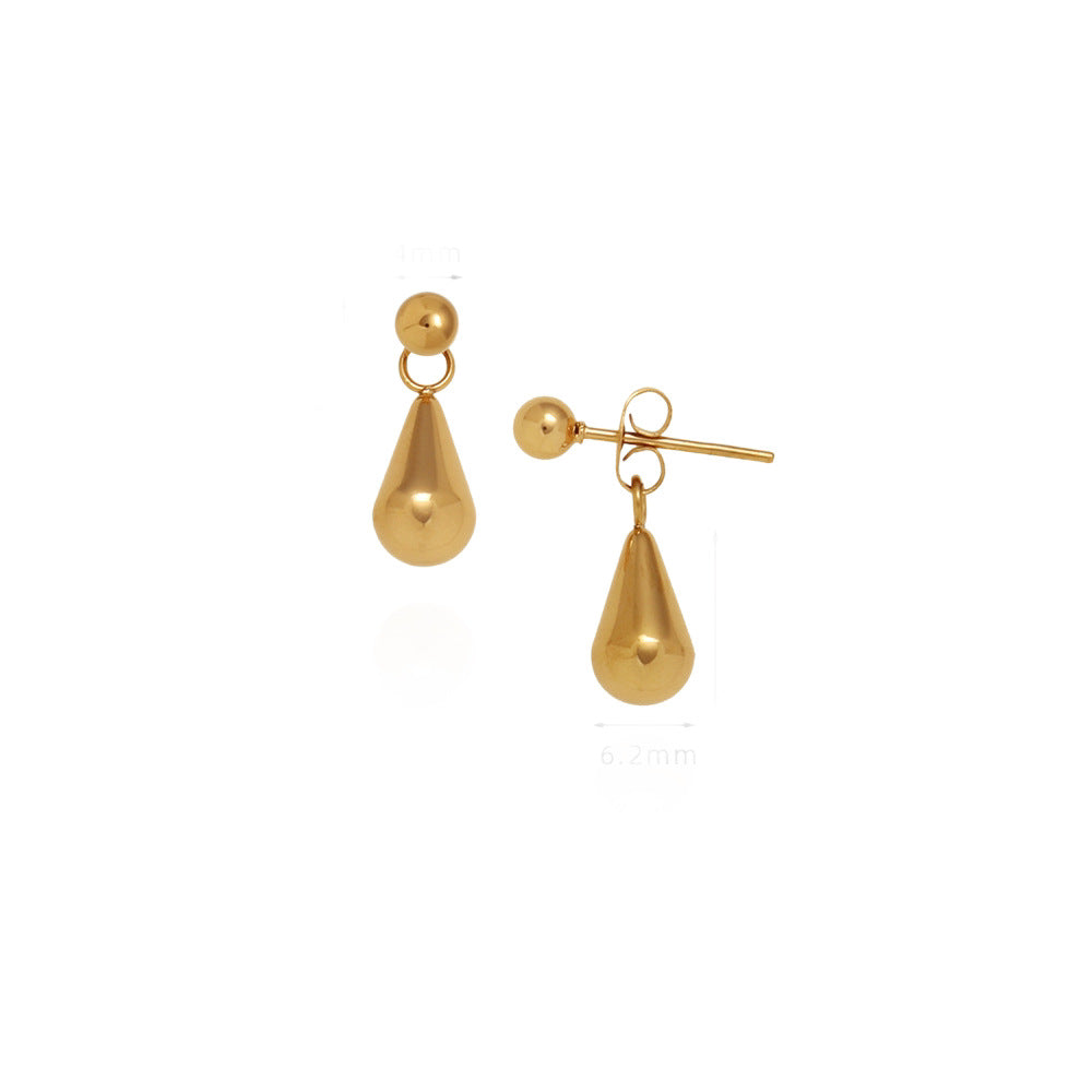 Water Droplets Earrings For Women In IG Style, Waterproof Non Tarnish 304 Stainless Steel With 18K Real Gold PVD Coating