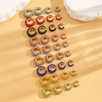Luxurious U Shape Clip Earrings For Women In Copper With KC Golden Plated Finish And Zircon Inlay