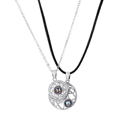 Moon Pendant Necklace For Couples In Copper With KC Golden Electroplated Finish