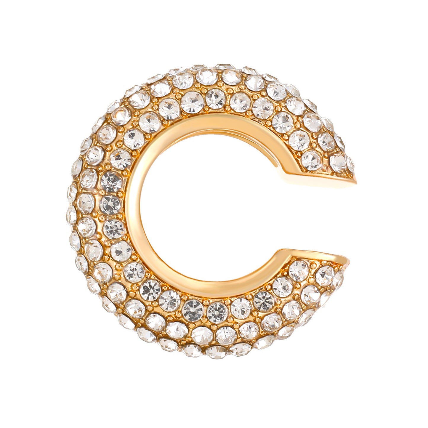 Luxurious U Shape Clip Earrings For Women In Copper With KC Golden Plated Finish And Zircon Inlay