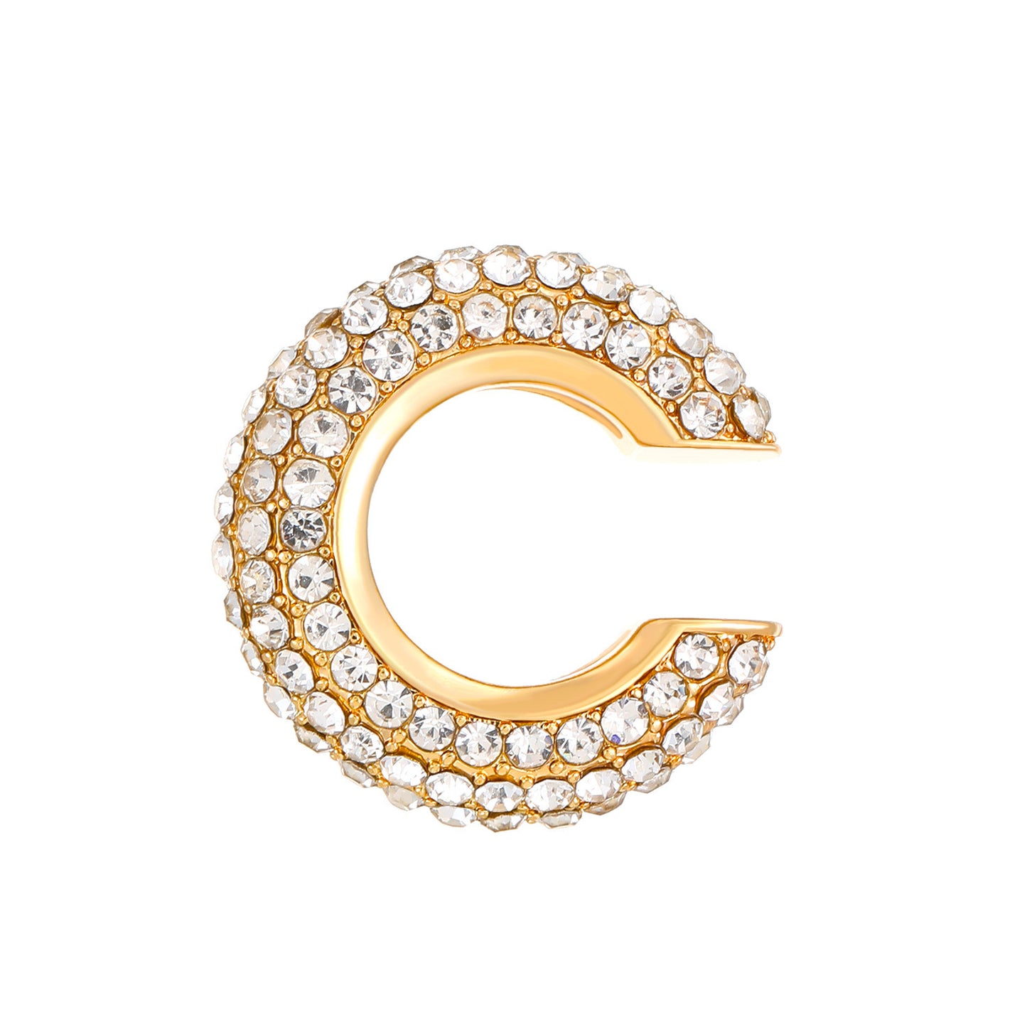 Luxurious U Shape Clip Earrings For Women In Copper With KC Golden Plated Finish And Zircon Inlay