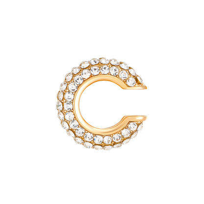 Luxurious U Shape Clip Earrings For Women In Copper With KC Golden Plated Finish And Zircon Inlay