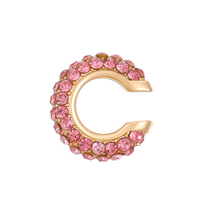 Luxurious U Shape Clip Earrings For Women In Copper With KC Golden Plated Finish And Zircon Inlay